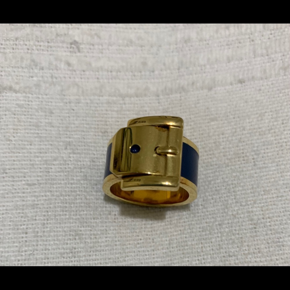 Michael Kors Navy Gold buckle ring